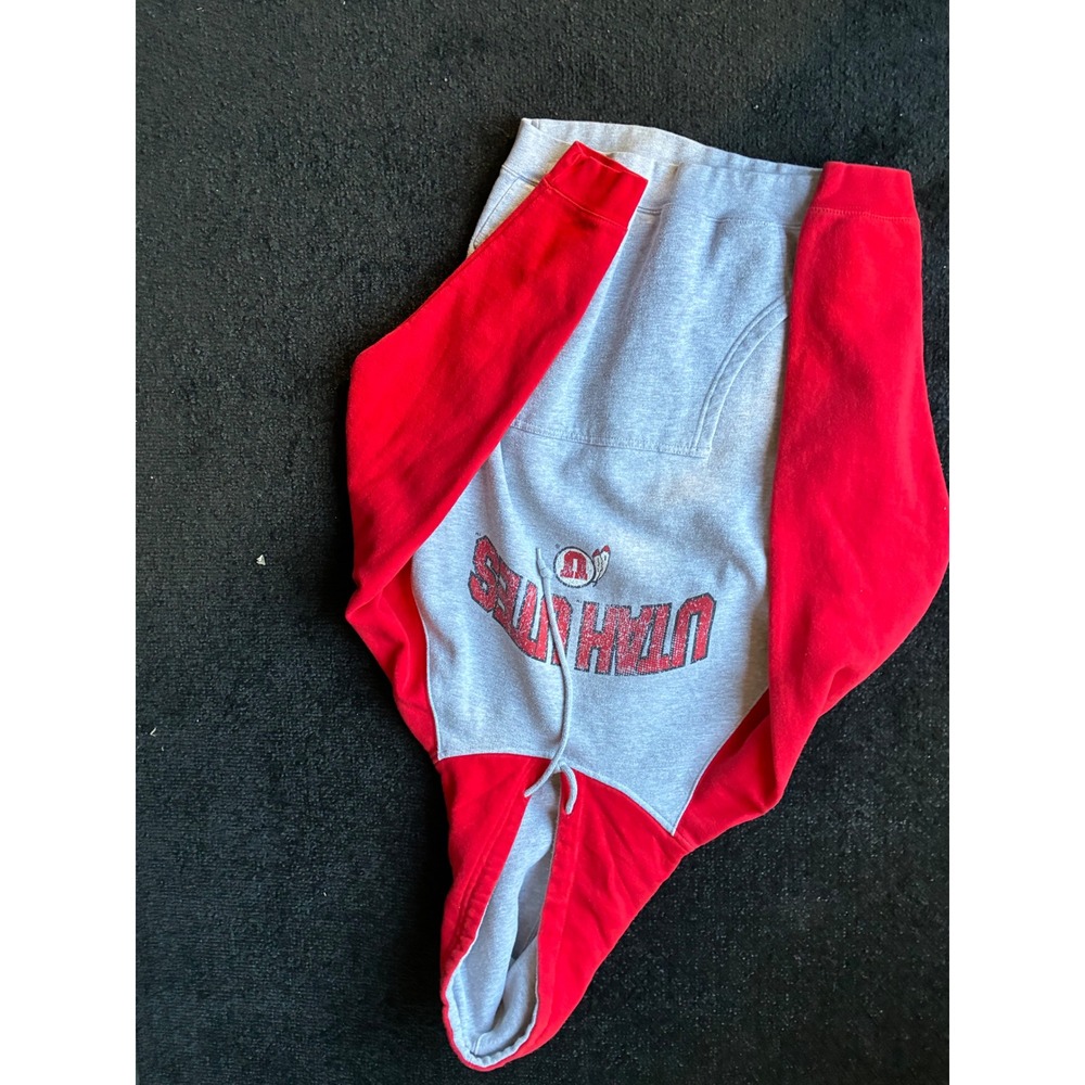 NCAA Utah Utes Hoodie Gray Red Colorblock Pullover Sweatshirt Large K.A. Inc.